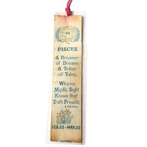 Vtg Bookmark Weve-a-gift Pisces Tassle Astrology Celestial book lovers gift